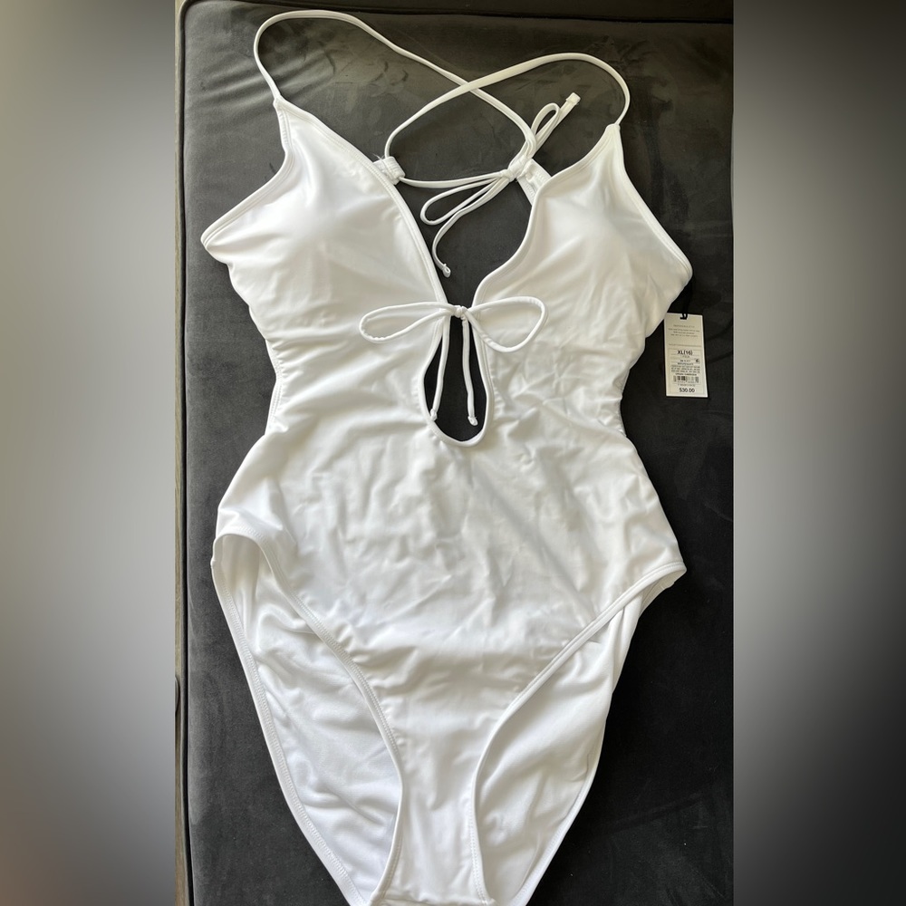 Shade & Shore White One Piece Bathing Suit Size XL(16)